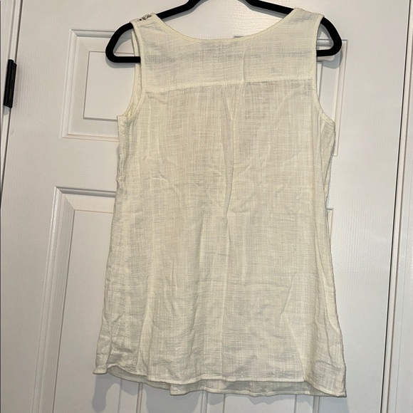 Eddie Bauer Cream Lace Button Tank Top size large - Picture 4 of 8